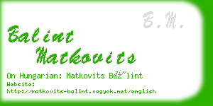 balint matkovits business card